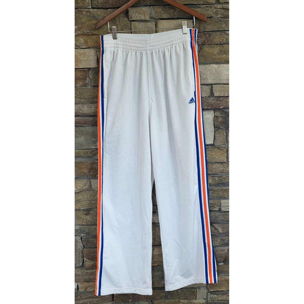 Adidas Mens Track Pants White Blue Orange Stripes XL Streetwear Athletic Jogger